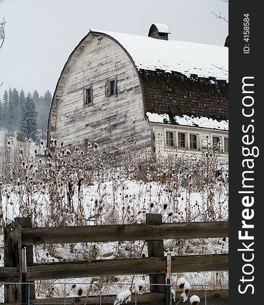 An old Idaho barn in the middle of winter. An old Idaho barn in the middle of winter.