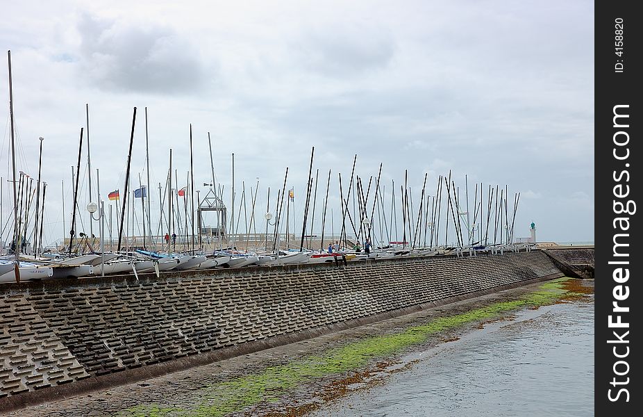 Numerous dailing boats on a wharf. Numerous dailing boats on a wharf