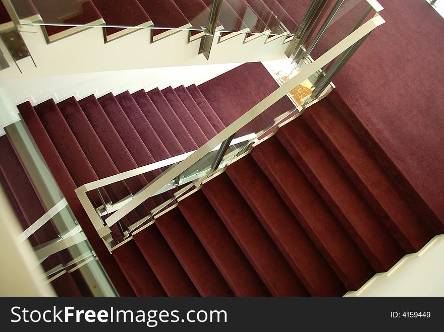 A set of stairs at a hotel