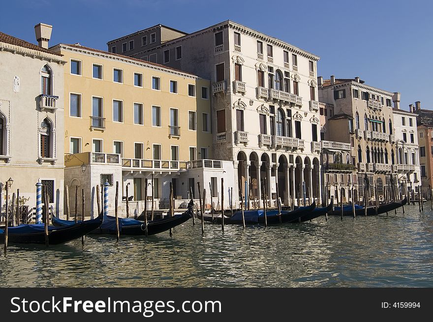 Venetian canal with boats, Veince, Italy. Venetian canal with boats, Veince, Italy