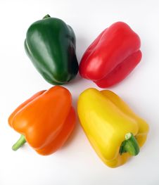 Four Multiple Colored Peppers Royalty Free Stock Image