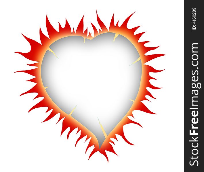 Burning Heart On White