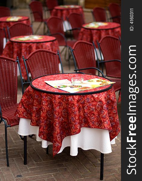 Open air tables of restaurant. Open air tables of restaurant