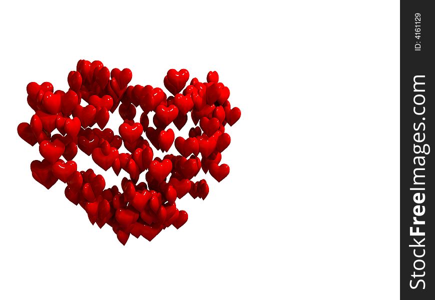 Red hearts isolated on white background