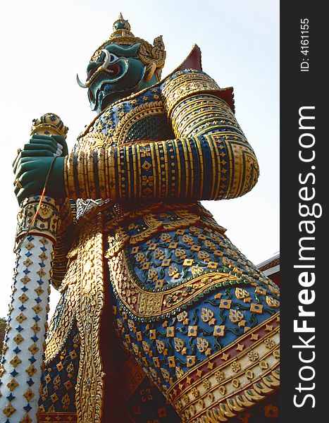 Buddhist temple keeper statue