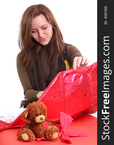 Girl is preparing gift fot her men