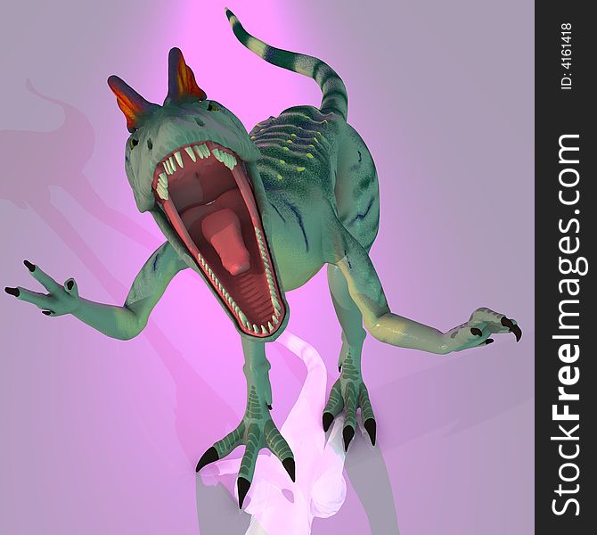 Rendered Image of a Dilophosaurus (Dinosaur) - with Clipping Path