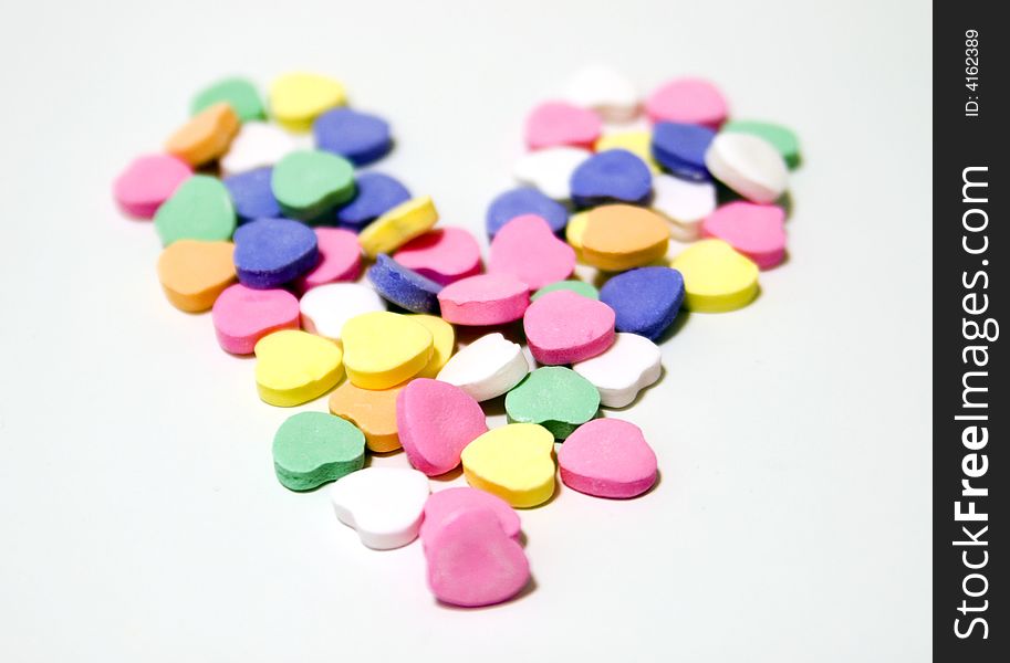 Candy Hearts forming a heart shape