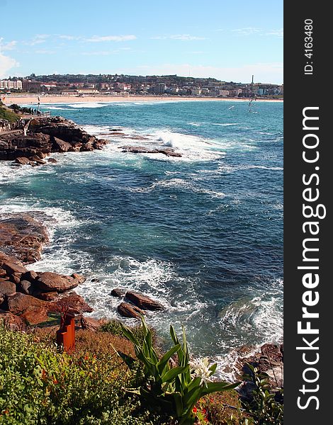 Bondi Beach and rocks, Sydney, Australia. Bondi Beach and rocks, Sydney, Australia