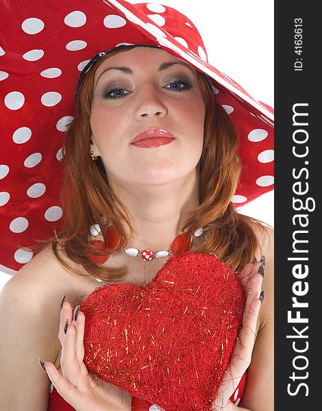 Portrait Redheaded With Spotted Dress