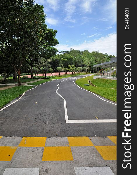 Zebra Crossing And Curve Road