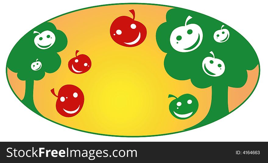 Apple garden animated, vector illustration. Apple garden animated, vector illustration