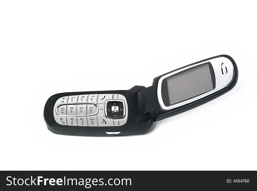 Black cellphone isolated on white
