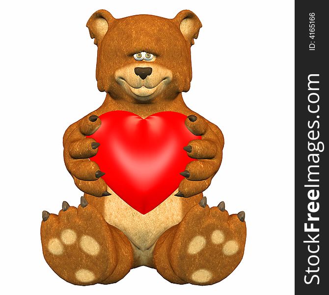 Bear in love holding a heart