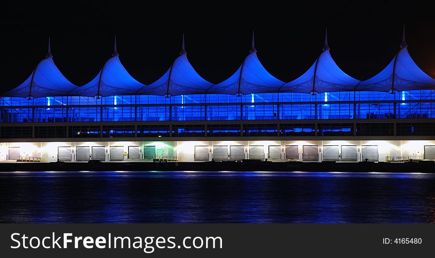 View of Cruise Ship Port in Miami at Night. View of Cruise Ship Port in Miami at Night