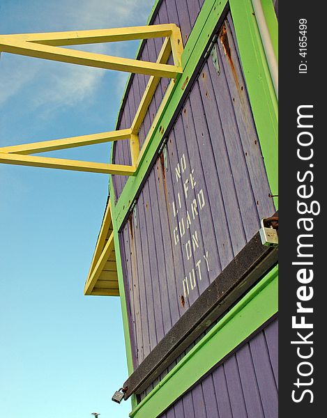 Closeup of Purple Lifeguard Tower in South Beach