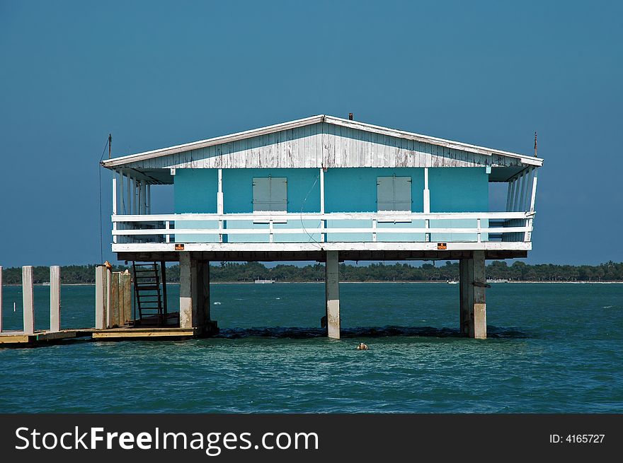 Blue Stilt House In Stiltsville