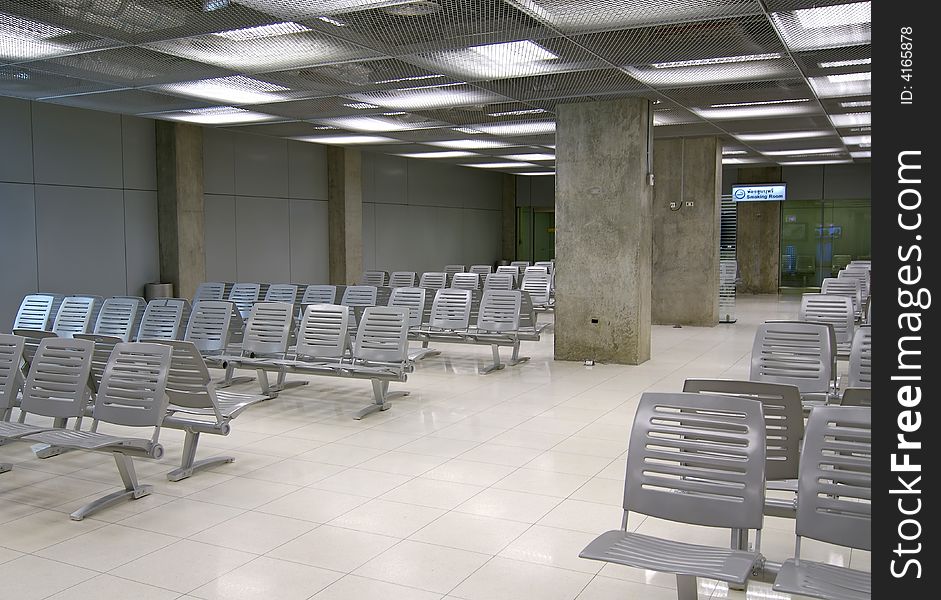 Steel benches at the international airport