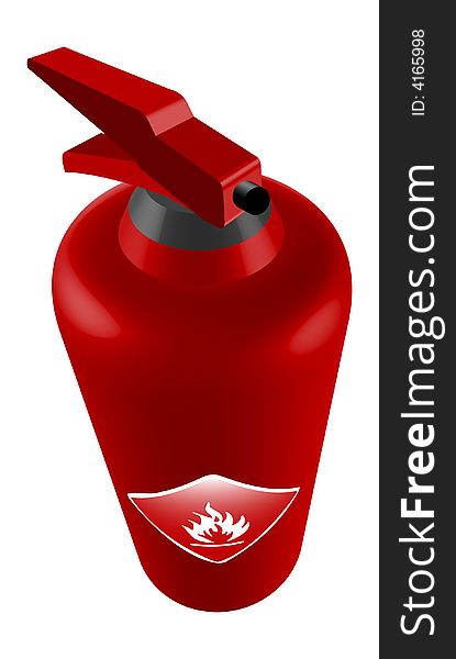 Illustration of an fire extinguisher, isolated, top view