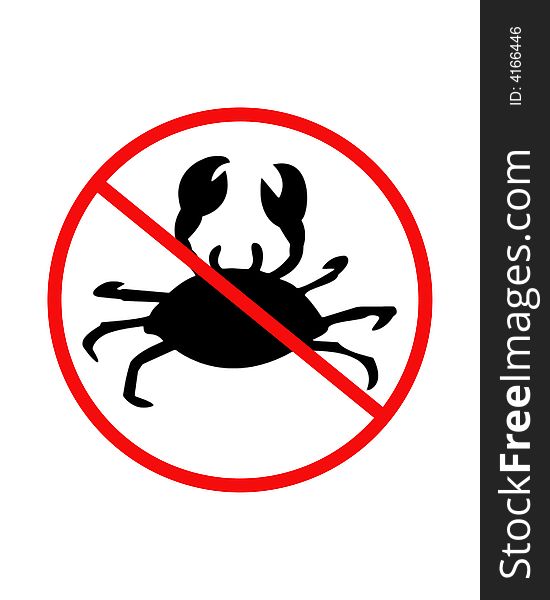 No crabbing sign isolated on white background.