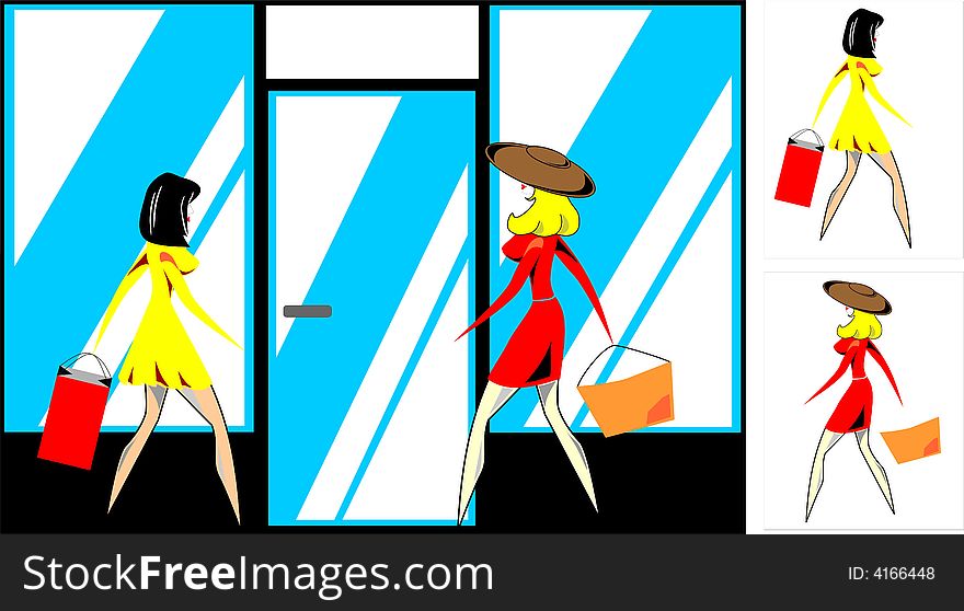 The vector image of women which cost about shop. The vector image of women which cost about shop