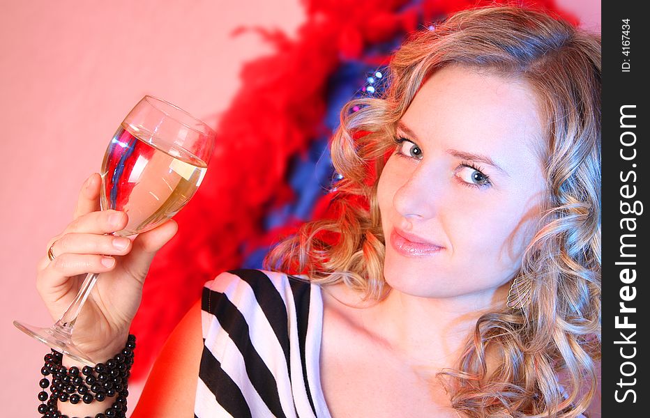 Beautiful girl with glass of champagne. Beautiful girl with glass of champagne