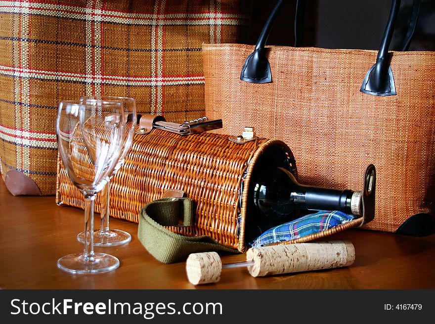 Everything goes better with a glass or two of wine! Hand-woven market baskets purchased in Old Quebec City, Canada. Everything goes better with a glass or two of wine! Hand-woven market baskets purchased in Old Quebec City, Canada