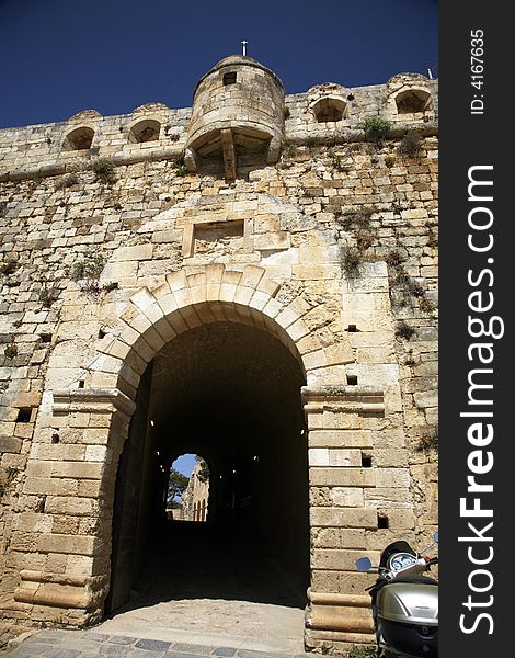 Castle front door of retimno city in crete. Castle front door of retimno city in crete