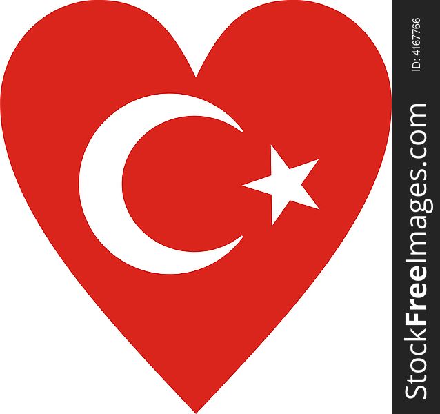 Heart shaped flag of Turkey