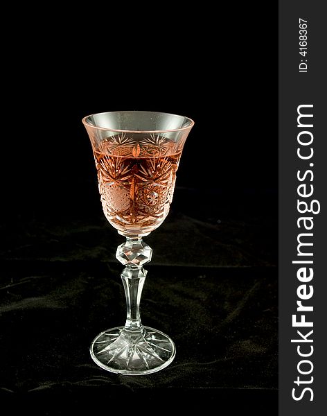Red wine in glass edged