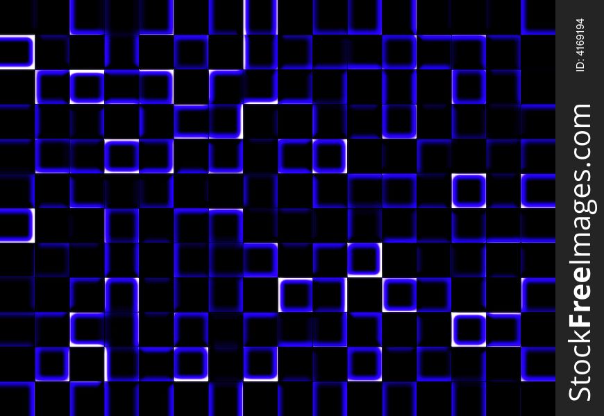 Cubes texture,blue on black. Cubes texture,blue on black