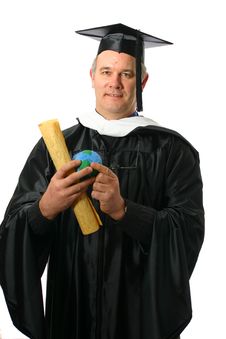 Professor With Diploma And World In Hand Stock Photography Professor With Diploma And World In Hand Stock Photography