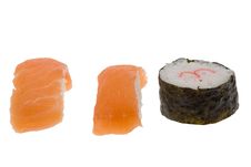 Sushi Roll And Salmon Sushi Royalty Free Stock Photos