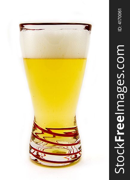 Full Glass of Beer Isolated on White Background.