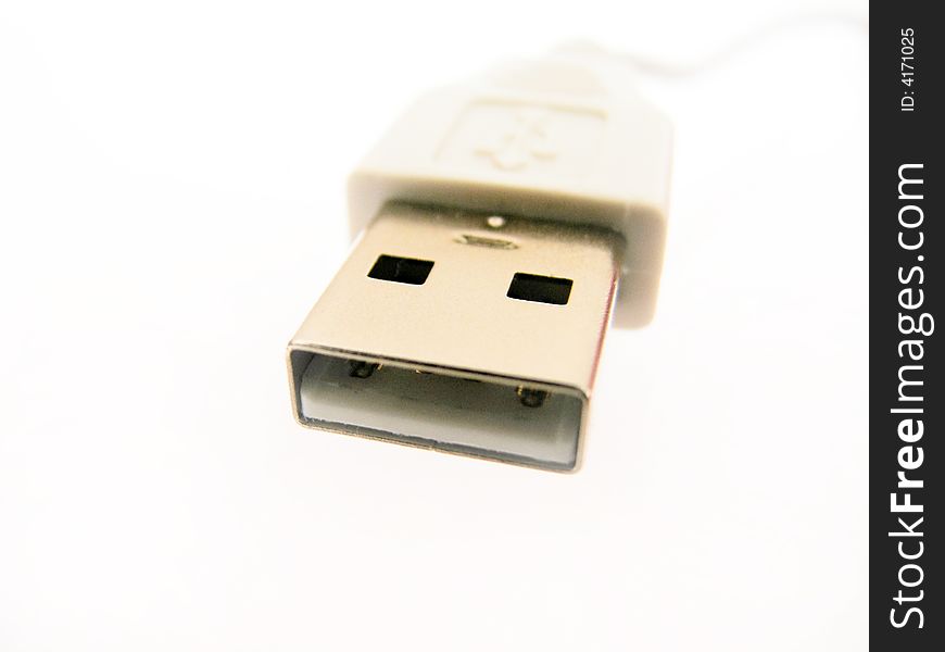 Usb plug and cable on white