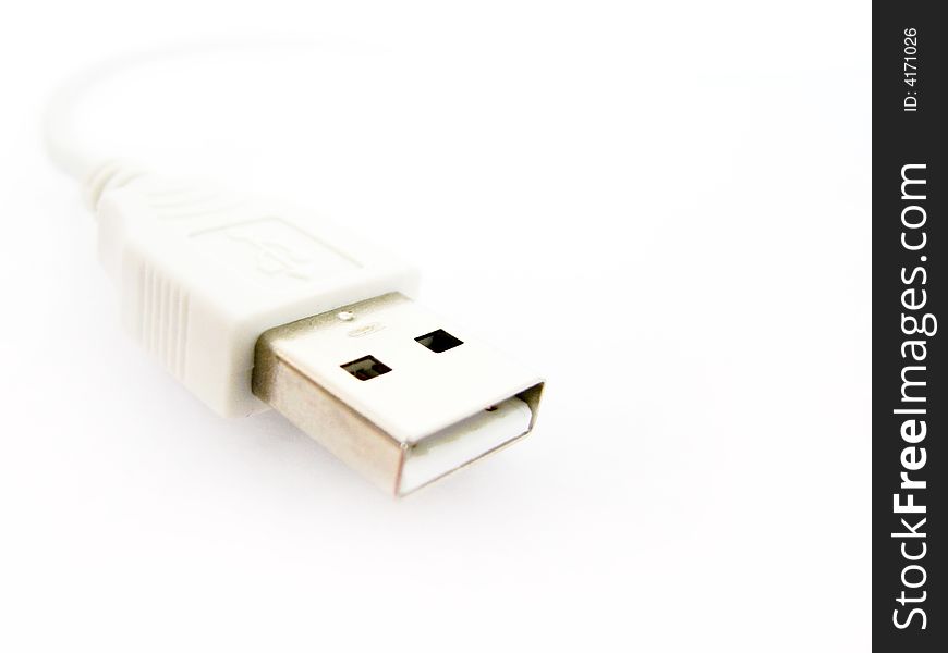 Usb plug and cable on white