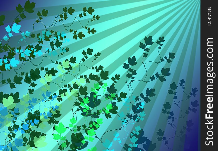 Illustration of foliage abstract in blue green background. Illustration of foliage abstract in blue green background