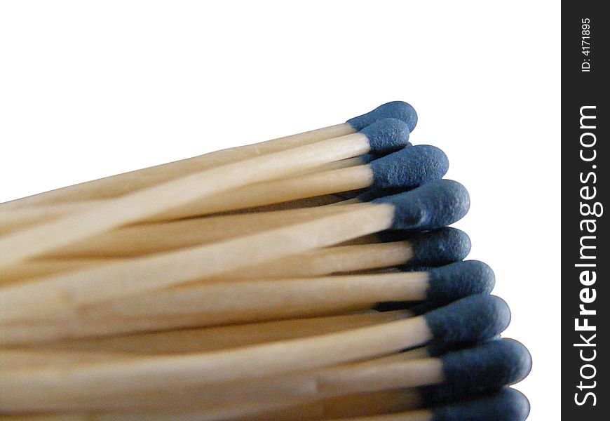 The picture shows a gathering of matches with blue head. The picture shows a gathering of matches with blue head