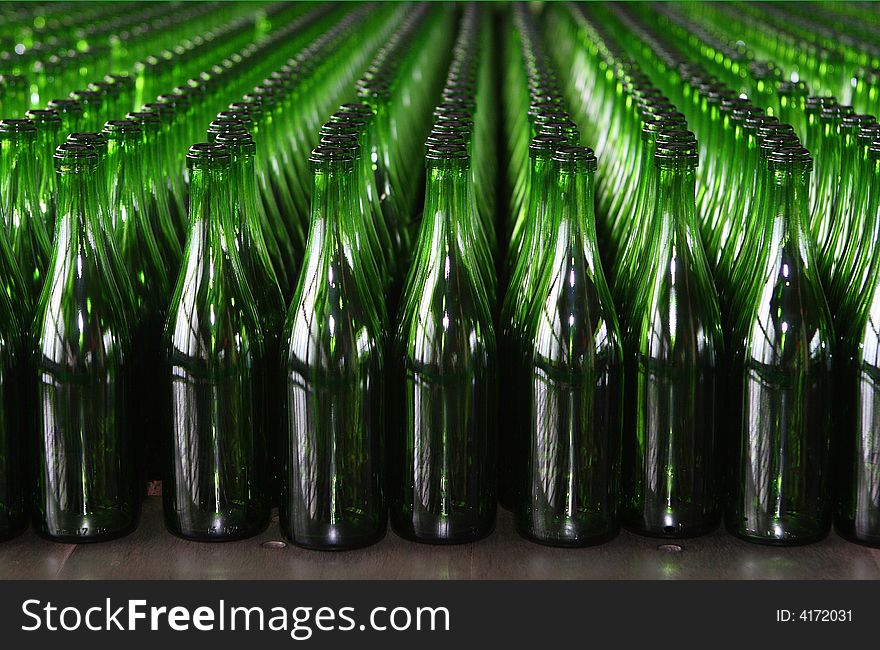 Numbers of empty green bottles. Numbers of empty green bottles