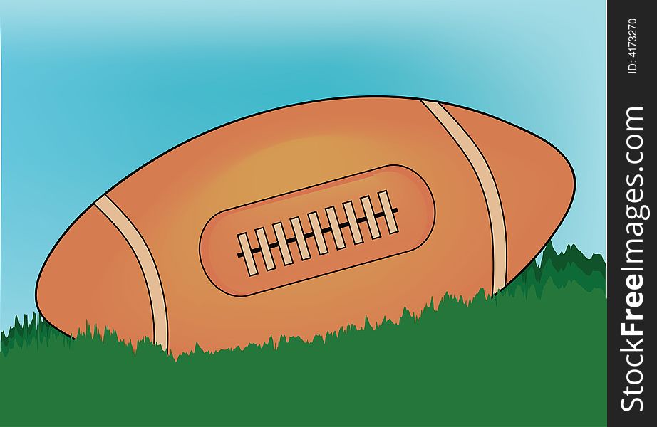 Rugby ball in green  grass