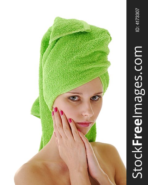 Head In Green Towel