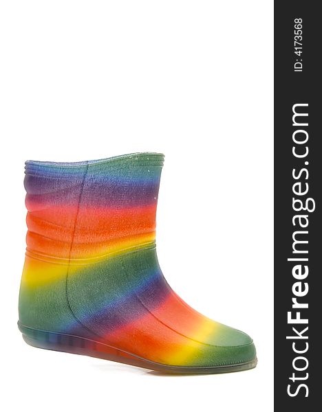 Iridescent rubber boots isolated on with