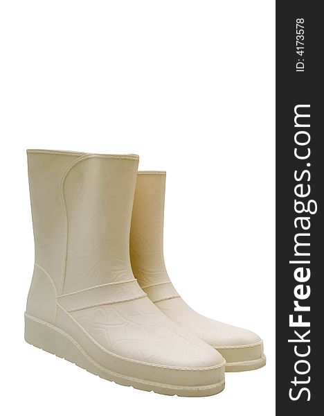 White rubber boots