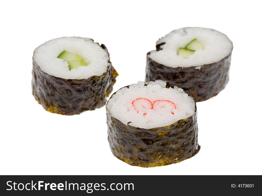 Sushi rolls isolated on a white background