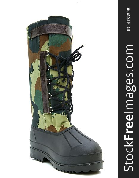 Green Rubber Boots Isolated