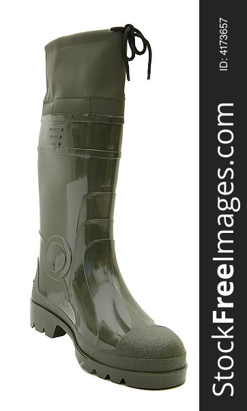 Green Rubber Boots Isolated