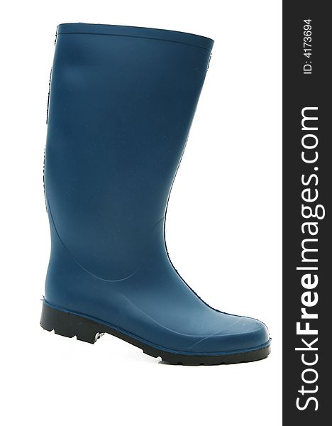 Cyan rubber boots isolated