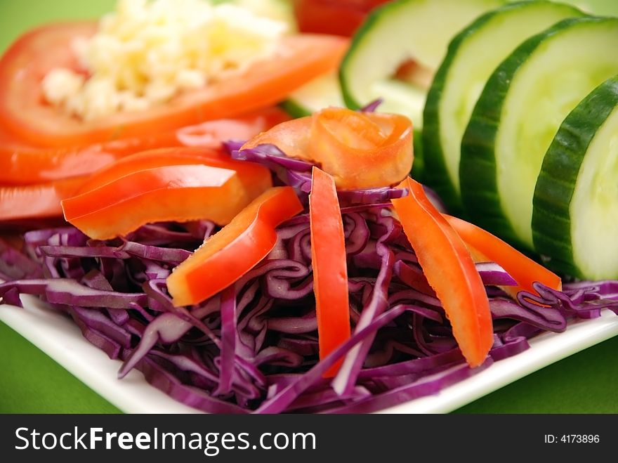 Delicious vegetables salad close up