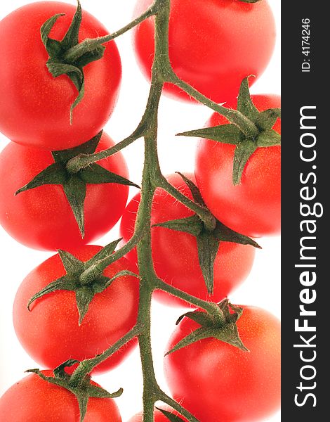 Cherry Tomatoes on a withe background.