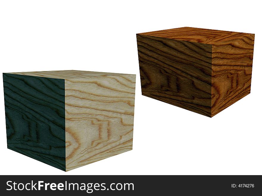 Wooden Boxes In 3D